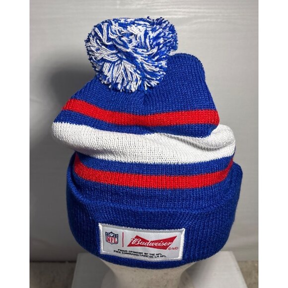 New York Giants Winter TOQUE Pom Pom Hat Adult Knit NFL BUDWEISER Football NEW - Picture 3 of 7